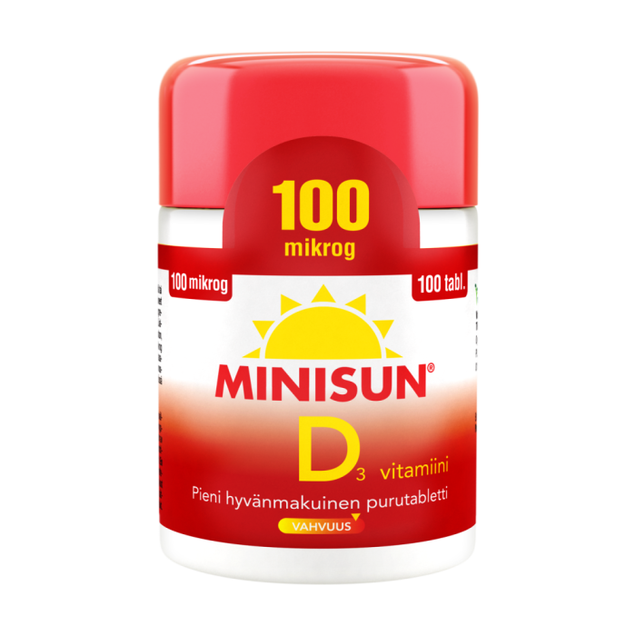 Minisun D-vitamiini 100 mikrog 100 tabl kuva 2