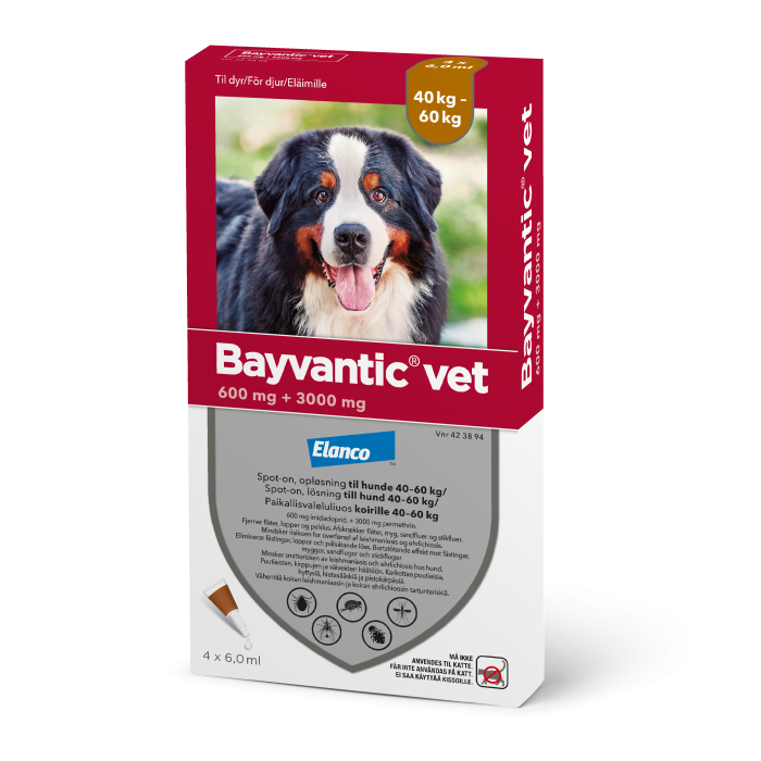 BAYVANTIC VET paikallisvaleluliuos 600/3000 mg koirille 40–60 kg 4 kpl kuva 10
