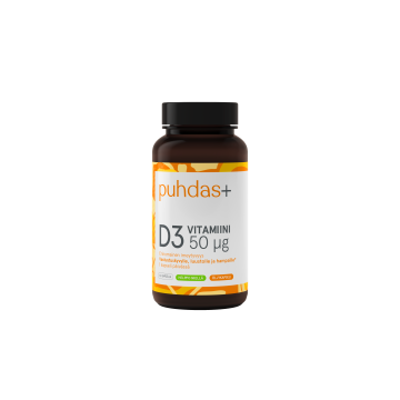 Puhdas+ D3-vit. oliiviöljy 50 mikrog 60 kaps