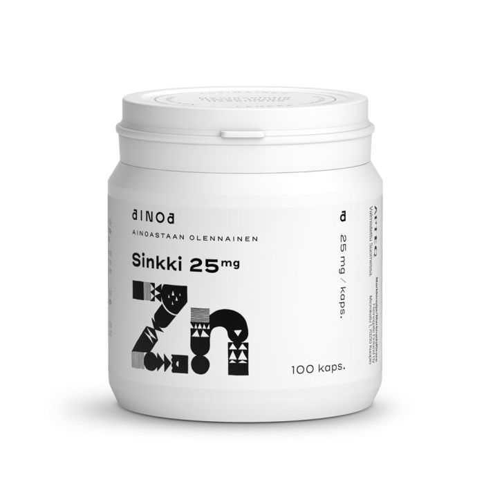 1000013937_Ainoa_Sinkki_25mg_100_kaps_pakkauskuva_Pakkauskuva13804_jpg